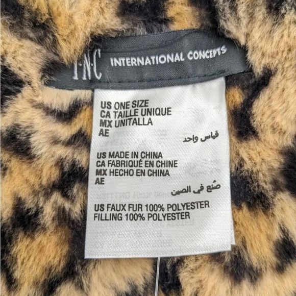INC International Concepts faux-fur pull-through women's scarf-LEOPARD-NWT - Picture 5 of 6